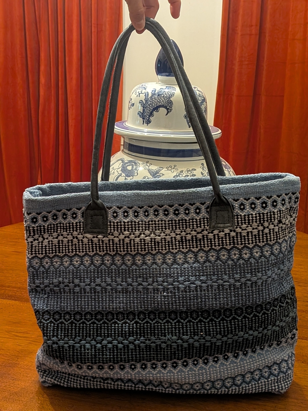 Dash & Albert Rug Company Blue Handwoven Tote Bag